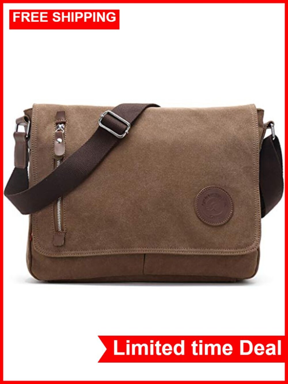 Vintage Canvas Messenger Bag, Travel Shoulder Satchel Crossbody Purse for 14